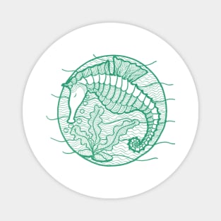 Seahorse graphic in green ink Magnet